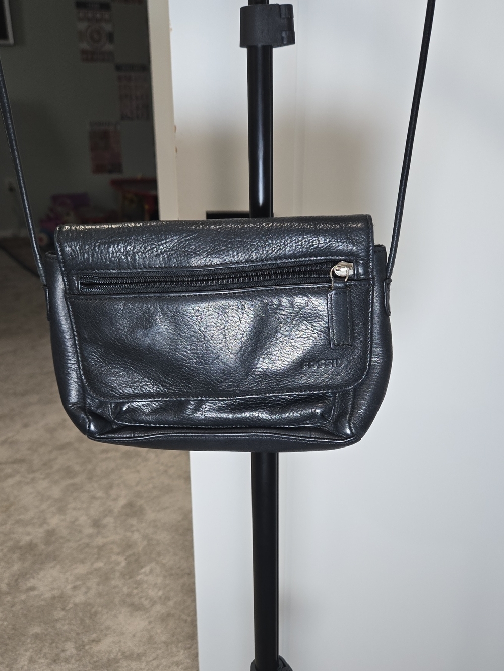 Fossil Black Leather Crossbody Purse